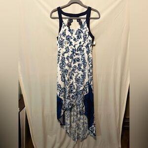 Elle Blue and White Floral Wedding Guest Dress